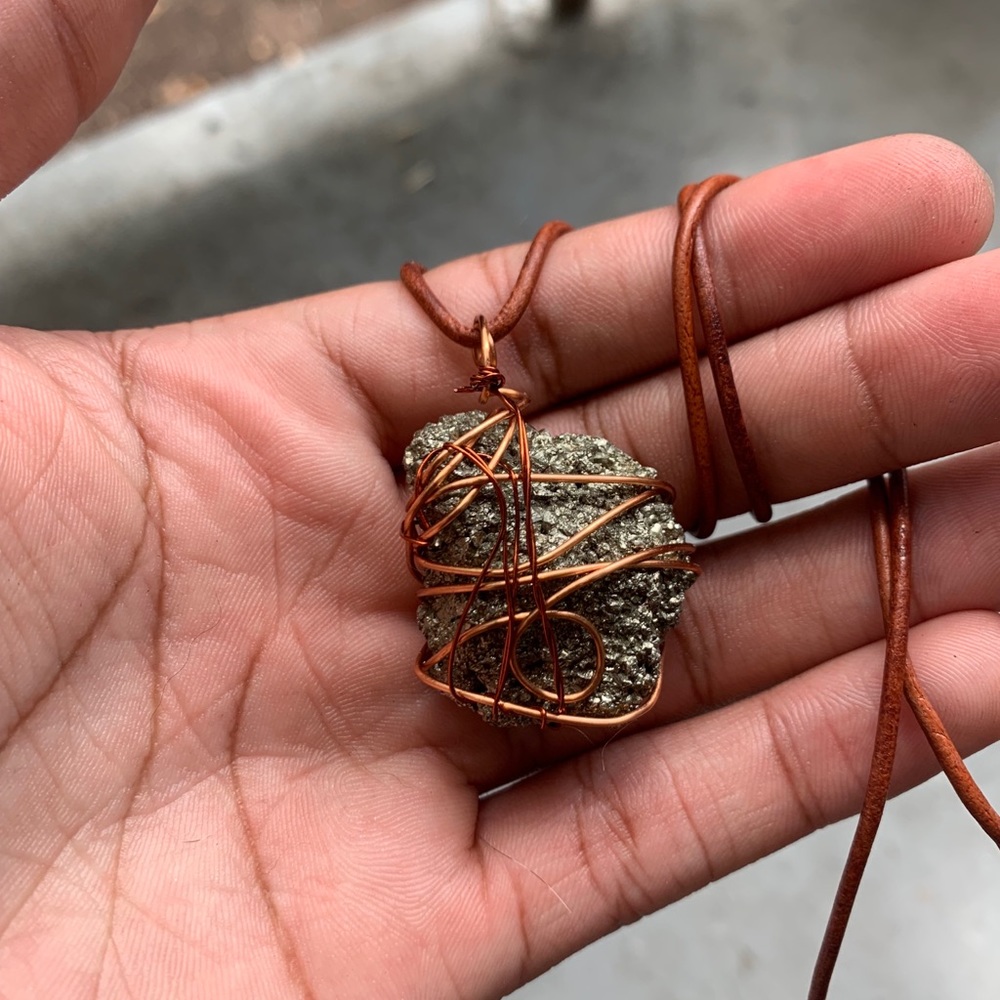 Pyrite necklace (Leather Cord)